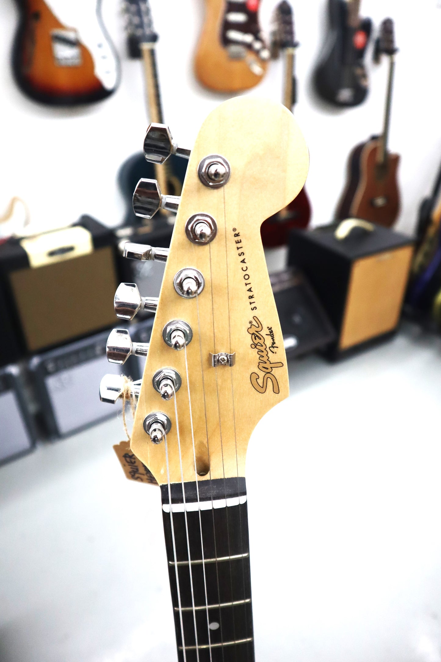 Squier Stratocaster Hardtail Electric Guitar, Laurel FB, Red